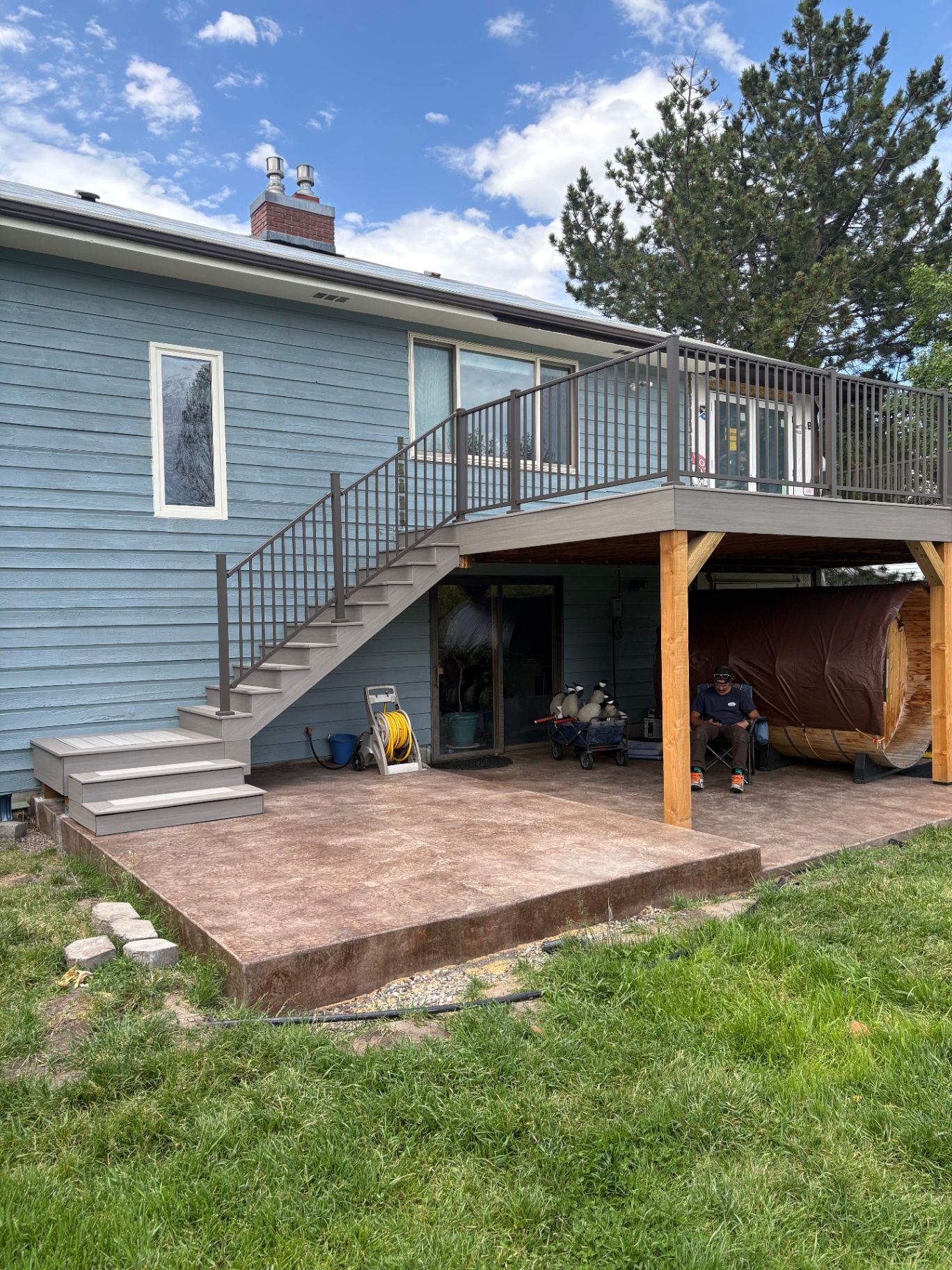 Finished elevated deck rear view