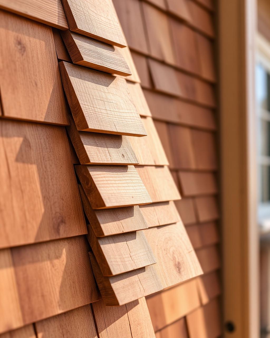 Natural cedar shake shingle siding detail on a mountain home